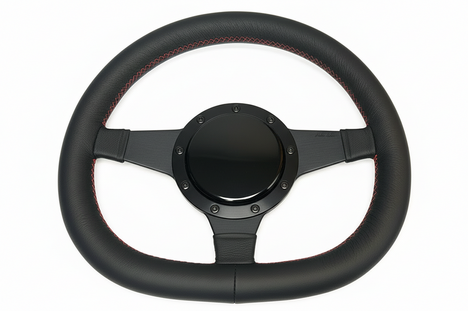MK4 Flat / Flat Bottomed Leather Rim Black Anodised