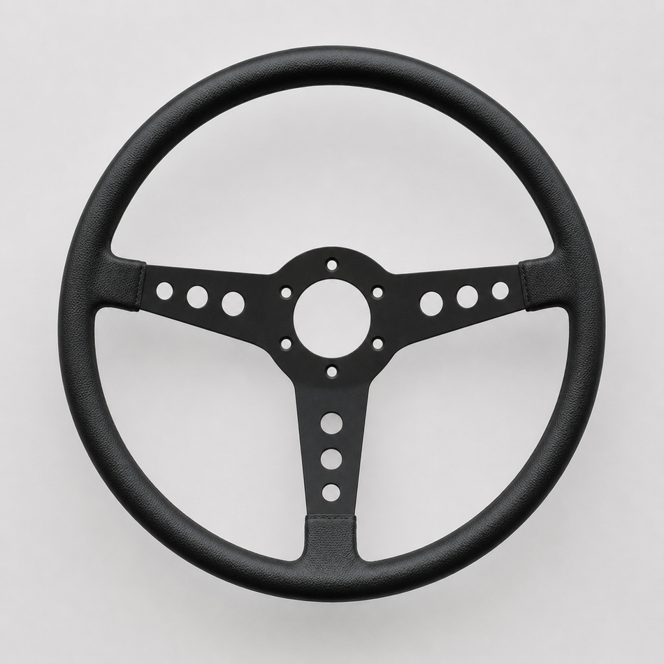 MK4 with Momo Centre Flat Leather - Black Anodised