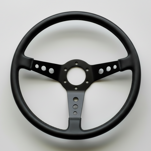 MK4 Dished Leather with Momo centre - Black Anodised steering
